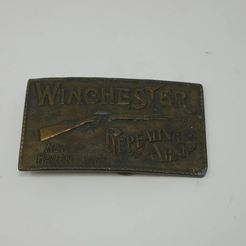 Vintage Winchester Repeating Arms Belt Buckle 1970s Rifle Brass Buckle Deadstock